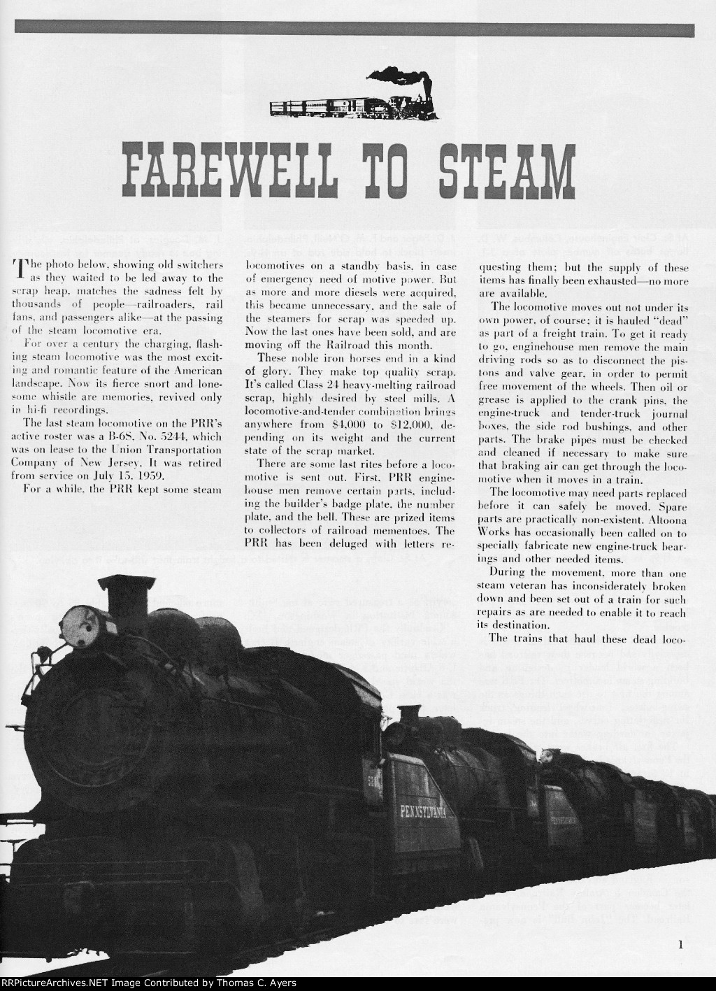 PRR "Farewell To Steam," Page 1, 1960